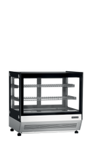 Vitrina frigorifica banca mica neagra LPD70, 67 l, +2/+8C, 2 usi glisante Tefcold – vitrina frigorifica de banca cu usi glisante pentru cofetarie si patiserie