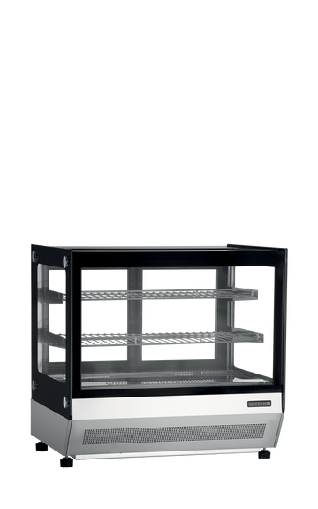 Vitrina frigorifica banca mica neagra LPD70, 67 l, +2/+8C, 2 usi glisante Tefcold – vitrina frigorifica de banca cu usi glisante pentru cofetarie si patiserie