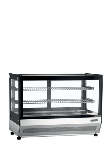 Vitrina frigorifica banca mica neagra LPD90, 88 l, +2/+8C, 2 usi glisante Tefcold – vitrina frigorifica de banca cu usi glisante pentru cofetarie si patiserie
