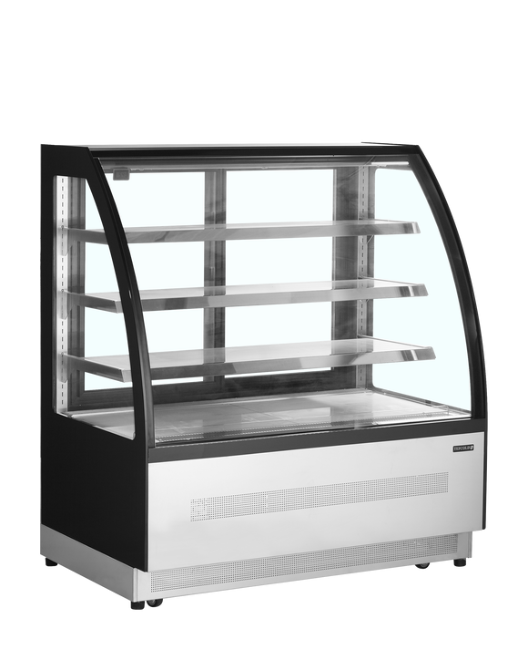 Vitrina frigorifica banca neagra UPD220, 218 l, +2/+8C, 2 usi glisante Tefcold – vitrina frigorifica de banca cu usi glisante pentru cofetarie si patiserie
