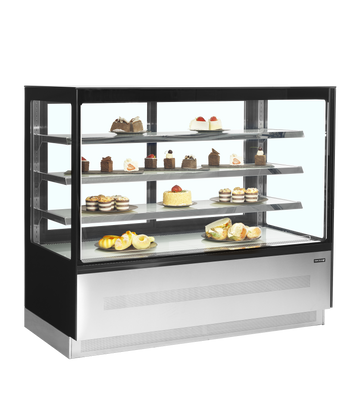 Vitrina frigorifica banca neagra LCT400, 400 l, +2/+8C, 2 usi glisante Tefcold – vitrina frigorifica de banca cu usi glisante pentru cofetarie si patiserie