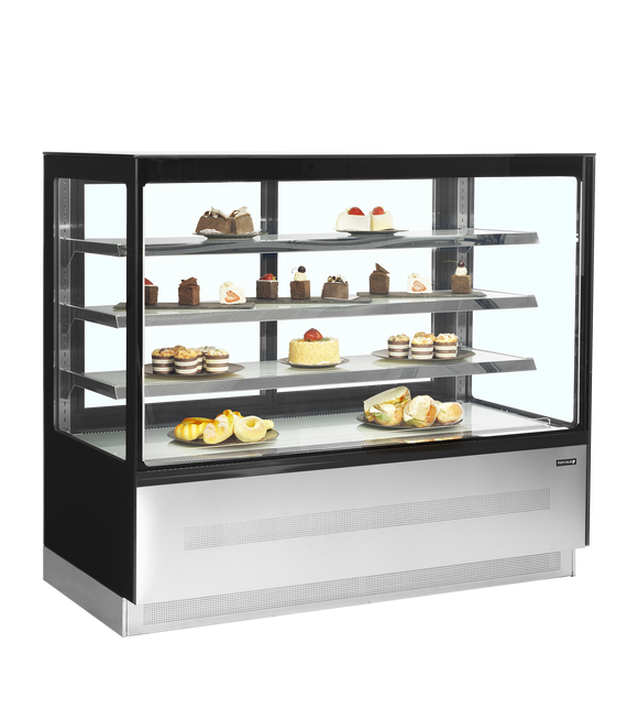 Vitrina frigorifica banca neagra LCT400, 400 l, +2/+8C, 2 usi glisante Tefcold – vitrina frigorifica de banca cu usi glisante pentru cofetarie si patiserie