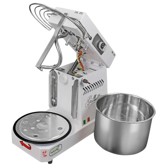 Malaxor aluat cu cap rabatabil, cuva 8 Litri 5kg aluat, 1 viteza, motor asincron, putere 0.37 kW