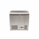 Masa refrigerata inox tip saladeta, 0C 10C cu 2 usi, blat de taiere din polietilena, capac inox, capacitate 257 Litri