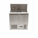 Masa refrigerata inox tip saladeta, 0C 10C cu 2 usi, blat de taiere din polietilena, capac inox, capacitate 257 Litri