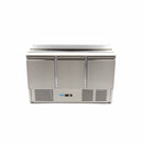 Masa refrigerata inox tip saladeta, 0C 10C cu 3 usi, blat de taiere din polietilena, capac inox, capacitate 400 Litri