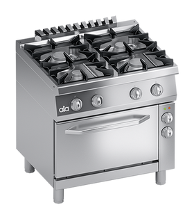 Masina de gatit cu 4 arzatoare, cuptor electric cu convectie GN 11 - PERFORMANCE LINE, putere 3.65 kW electric, 29.40 kW gaz