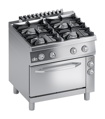 Masina de gatit cu 4 arzatoare, cuptor electric cu convectie GN 11 - PERFORMANCE LINE, putere 3.65 kW electric, 29.40 kW gaz