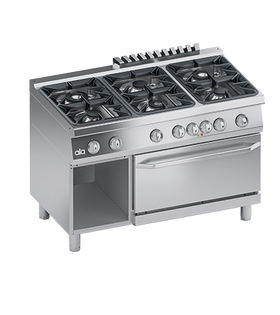 Masina de gatit cu 6 arzatoare, cuptor electric GN 21, baza deschisa - PERFORMANCE LINE, putere 5.40 kW electric, 27.30...