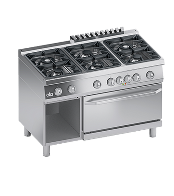 Masina de gatit cu 6 arzatoare, cuptor electric GN 21, baza deschisa - PERFORMANCE LINE, putere 5.40 kW electric, 27.30...