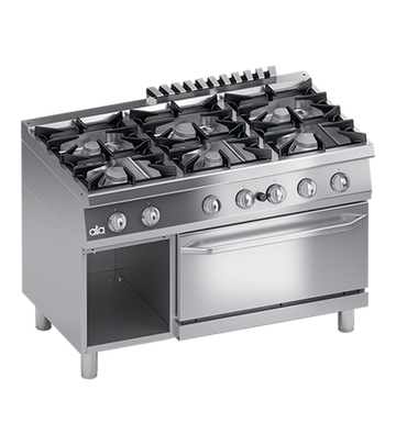 Masina de gatit cu 6 arzatoare, cuptor pe gaz GN 21, dulap inchis - PERFORMANCE LINE, 58,50 kW