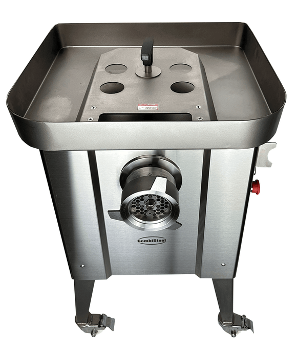Masina de tocat carne nr 32, 500 kgh. inox, cu functie revers, 4 site Ø 3, 5, 9, 16 mm, alimentare 400 V cu roti