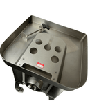 Masina de tocat carne nr 32, 500 kgh. inox, cu functie revers, 4 site Ø 3, 5, 9, 16 mm, alimentare 400 V cu roti