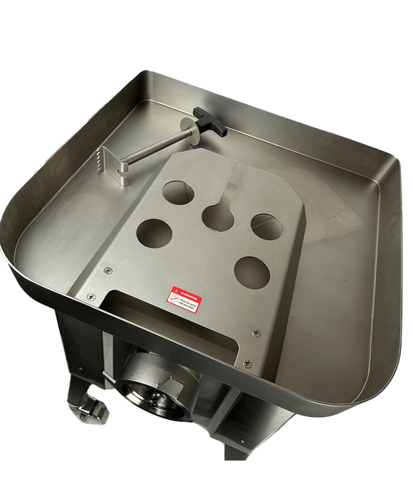 Masina de tocat carne nr 32, 500 kgh. inox, cu functie revers, 4 site Ø 3, 5, 9, 16 mm, alimentare 400 V cu roti