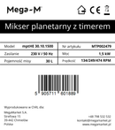 Mixer planetar mptHE 30.10.1500 cu timer 30L-14