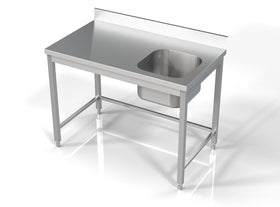 Masa inox 70x120 cm, cu o cuva incastrat pe partea dreapta Latime mm 1200 Adancime mm