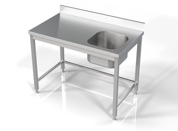 Masa inox 70x120 cm, cu o cuva incastrat pe partea dreapta Latime mm 1200 Adancime mm