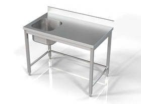 Masa inox 70x120 cm, cu o cuva incastrat pe partea stanga Latime mm 1200 Adancime mm