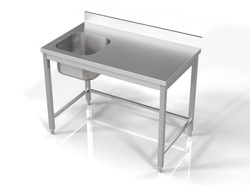 Masa inox 70x120 cm, cu o cuva incastrat pe partea stanga Latime mm 1200 Adancime mm