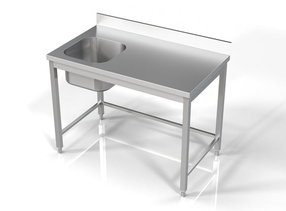 Masa inox 70x120 cm, cu o cuva incastrat pe partea stanga Latime mm 1200 Adancime mm