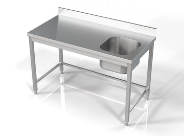 Masa inox 70x140 cm, cu o cuva incastrat pe partea dreapta Latime mm 1400 Adancime mm