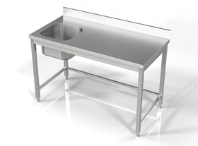Masa inox 70x140 cm, cu o cuva incastrat pe partea stanga Latime mm 1400 Adancime mm