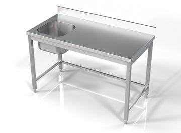 Masa inox 70x140 cm, cu o cuva incastrat pe partea stanga Latime mm 1400 Adancime mm