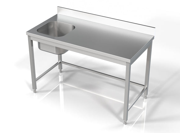 Masa inox 70x140 cm, cu o cuva incastrat pe partea stanga Latime mm 1400 Adancime mm