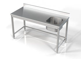 Masa inox 70x160 cm, cu o cuva incastrat pe partea dreapta Latime mm 1600 Adancime mm