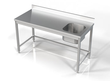 Masa inox 70x160 cm, cu o cuva incastrat pe partea dreapta Latime mm 1600 Adancime mm