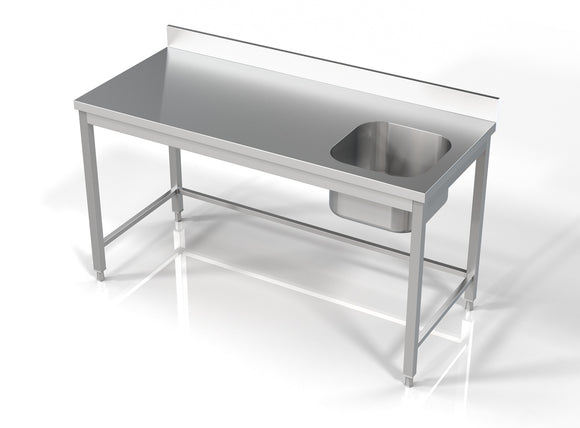 Masa inox 70x160 cm, cu o cuva incastrat pe partea dreapta Latime mm 1600 Adancime mm