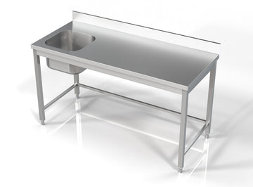 Masa inox 70x160 cm, cu o cuva incastrat pe partea stanga Latime mm 1600 Adancime mm