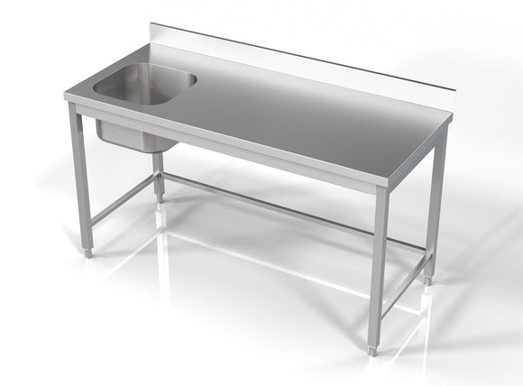 Masa inox 70x160 cm, cu o cuva incastrat pe partea stanga Latime mm 1600 Adancime mm
