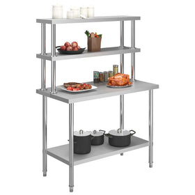 Masa inox pentru servire cu 2 polite superioare, 120 x 60 x H150 cm