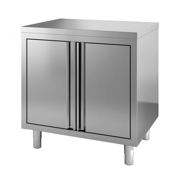 Masa inox tip dulap, 800 x 700 x H850 mm. cu usi rabatante