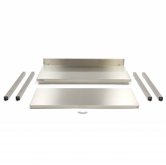 Masa inox 120 x 70 x 85 cm - cu polita si inaltator la perete Masa inox 120 x 70