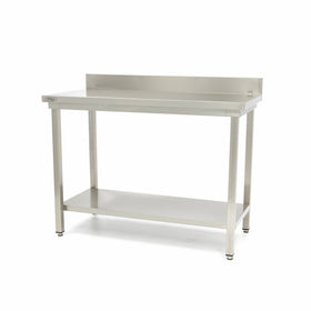 Masa inox 200 x 70 x 85 cm - cu polita si inaltator la perete Masa inox 200 x 70