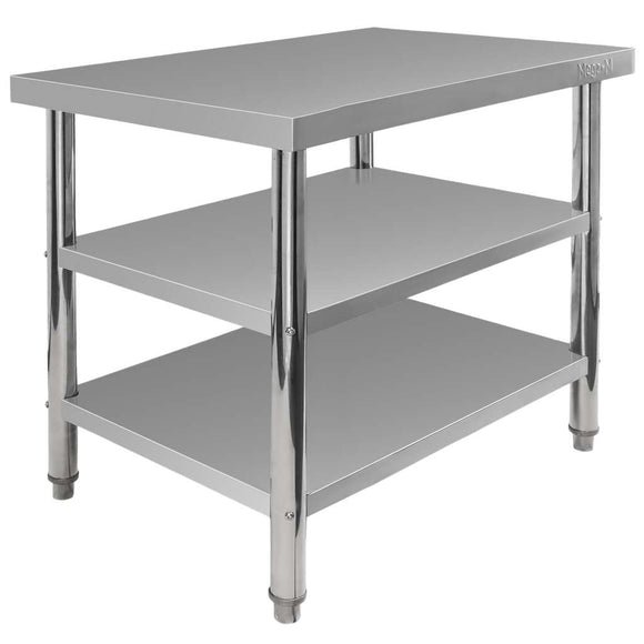 Masa inox 100x60xH85 cm, cu 2 polite Masa centrală de lucru cu