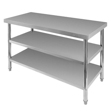 Masa inox 120x60xH85 cm, cu 2 polite Masa centrală de lucru cu