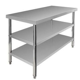 Masa inox 120x60xH85 cm, cu 2 polite Masa centrală de lucru cu