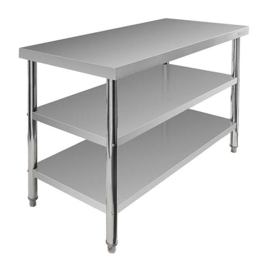 Masa inox 120x60xH85 cm, cu 2 polite Masa centrală de lucru cu