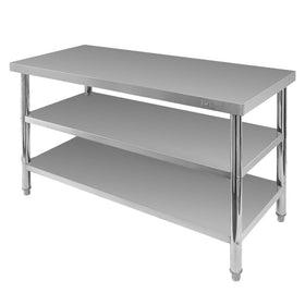 Masa inox 160x60xH85 cm, cu 2 polite Masa centrală de lucru cu