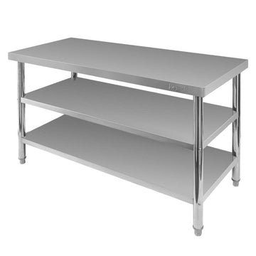 Masa inox 160x60xH85 cm, cu 2 polite Masa centrală de lucru cu