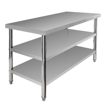 Masa inox 160x60xH85 cm, cu 2 polite Masa centrală de lucru cu