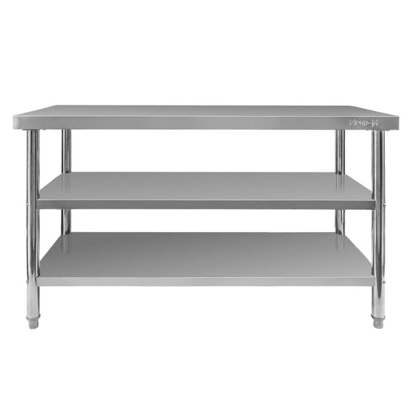 Masa inox 160x60xH85 cm, cu 2 polite Masa centrală de lucru cu