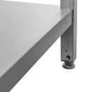 Masa inox 200x70xH85 cm, cu inaltator la peret si 1 polita - imbinari sudate