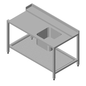 Masa de intrare 190x75 cm, pentru masina de spalat cu capota cu 1 cuva 50x50xh30 cm Mesele pentru masini de spalat