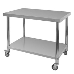 Masa mobila din inox cu polita, 100x60xH85 cm