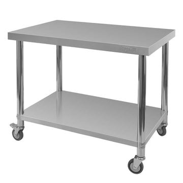 Masa mobila din inox cu polita, 100x60xH85 cm