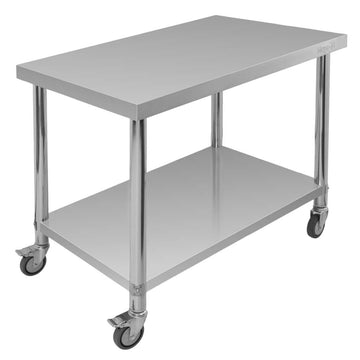 Masa mobila din inox cu polita, 100x60xH85 cm
